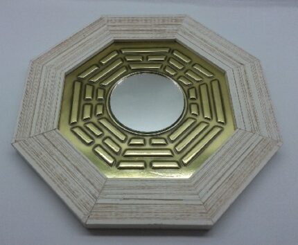 Quadro Aplique em Cobre com Baguá e Espelho Plano M Moldura Clara