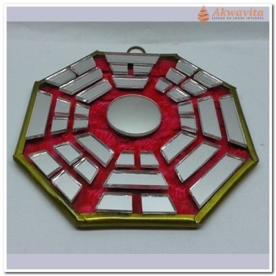 Baguá de Vidro Colorido com Espelho Convexo 16cm