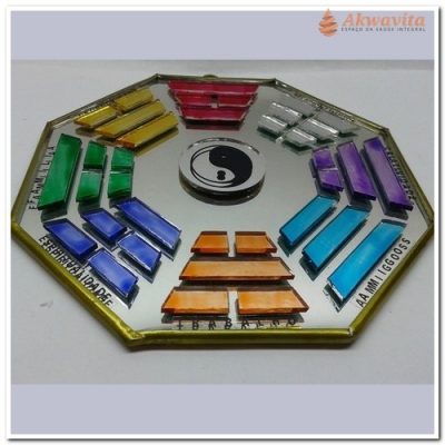 Baguá de Vidro Colorido em Alto Relevo no Espelho 170mm