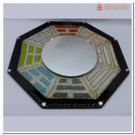 Baguá de Vidro Desenhado com Espelho Plano 16cm