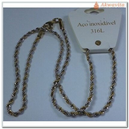 Corrente Dourada e Prateada tipo Cordão Torcido Grosso