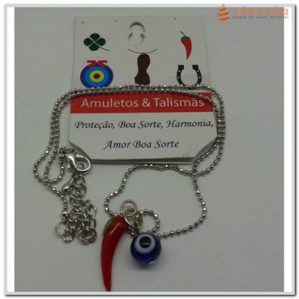 Colar Olho Grego Com Pimenta Proteção Boa Sorte