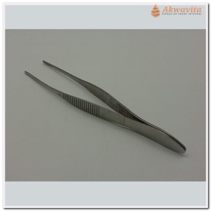 Pinça de Dissecção Pegador Ponta Fina Serrilhada Reta 10cm