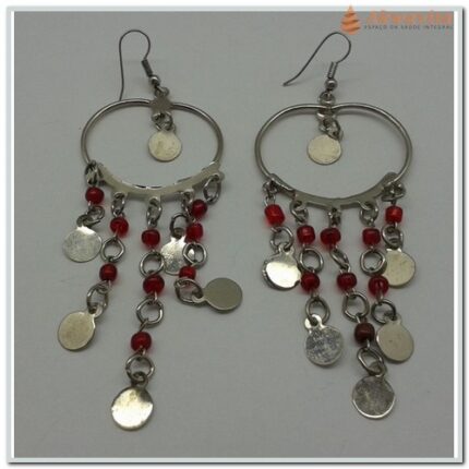 Brinco Coração Cigano Bolinhas Vermelhas