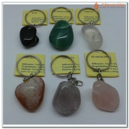 Chaveiros de Pedras Semi preciosas Seis pedras