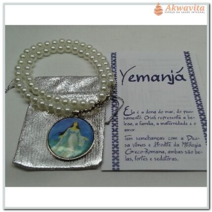 Colar de Pérolas Medalha de Yemanjá Mãe do Camdoblé