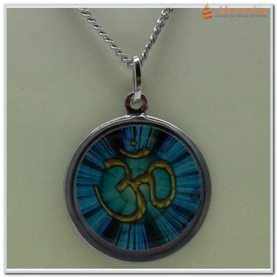 Corrente de Aço Inox com Pingente Mandala com OM