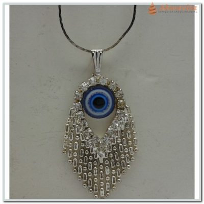 Gargantilha com Olho Grego prateada Proteção