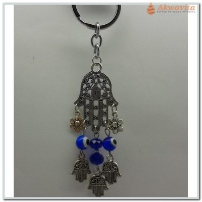 Chaveiro Mão Hamsa Rendada com Olho Grego