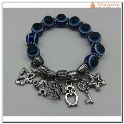 Pulseira com Olho Grego e Patuás Diversos Proteção