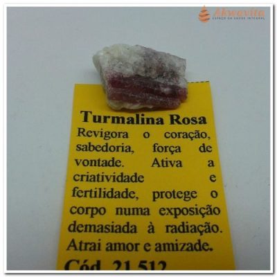 Pedra Turmalina Rosa Cura Emocional Rolada 1º linha