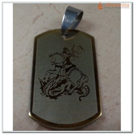 Pingente São Jorge Dourado e Prateado Vencendo Obstáculos