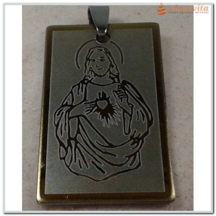 Pingente Sagrado Coração de Jesus Dourado e Prateado