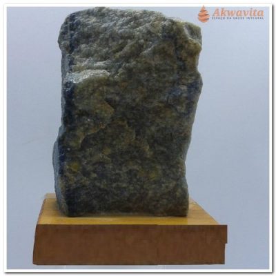 Pedra Quartzo Azul Percepção Proteção Bruta Base Madeira R2