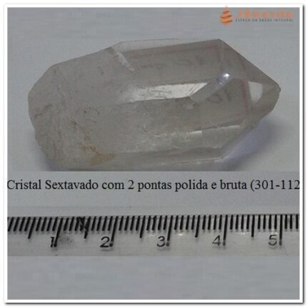 Pedra em Cristal Sextavado 2 pontas sem polimento ref11