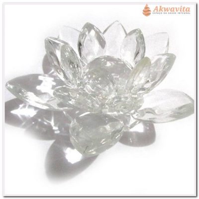Flor de Lótus de Acrílico Branco Pureza Espiritual 8cm