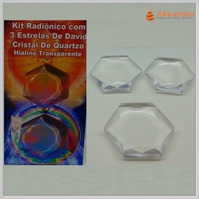 Kit Radiônico 3 Estrelas De David Cristal Quartzo Hialino