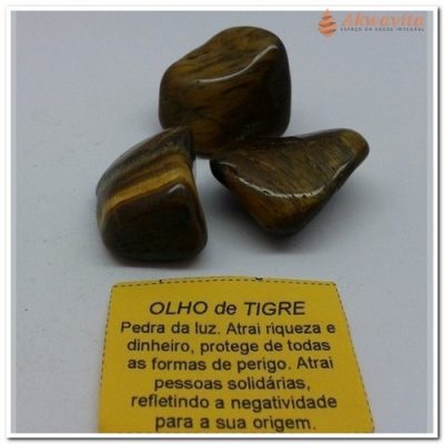 Pedra Olho de Tigre Coragem Cura Proteção Rolada 30mm 3UN