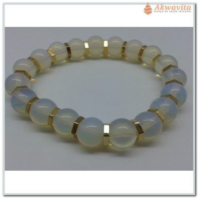Pulseira em Pedra Opalina e Metal Dourado Gravidez