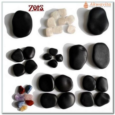 Kit de Pedras Vulcânicas Basalto e Cristais para Massagem 35pç
