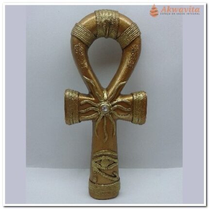 Pendente Cruz Ansata Símbolo da Vida Cerâmica 15x8cm