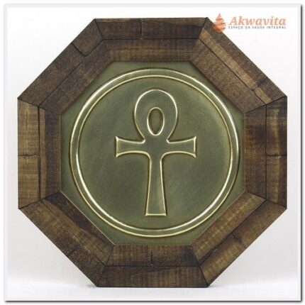 Quadro Aplique em Cobre Alto Relevo Cruz Ansata