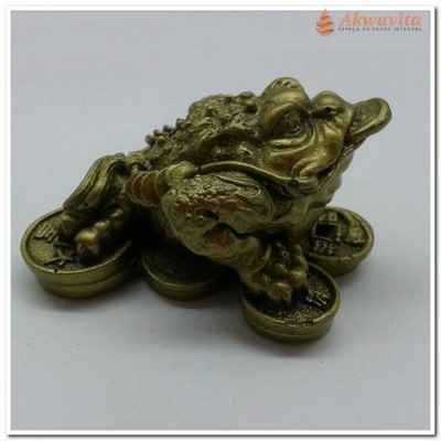 Sapo da Sorte e Prosperidade Financeira Resina Ouro velho