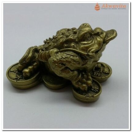 Sapo da Sorte e Prosperidade Financeira Resina Ouro velho