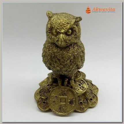 Coruja da Sorte sobre Moedas Ouro Velho Prosperidade