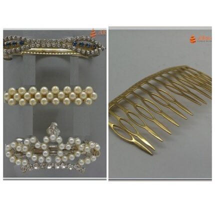 Presilhas de Cabelo Para Festas Pente Dourado Pérola Strass