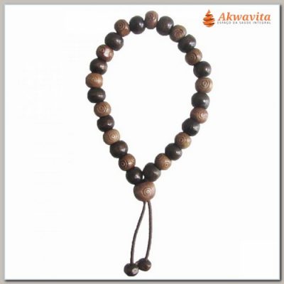 Pulseira Japamala 27 Contas de Madeira Clara e Escura