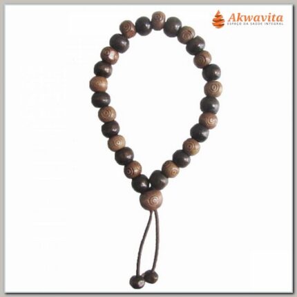 Pulseira Japamala 27 Contas de Madeira Clara e Escura