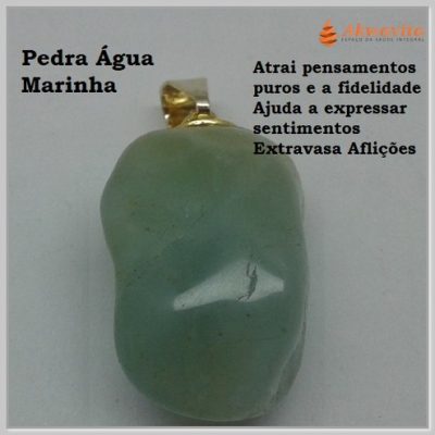 Pingente de Pedra Água Marinha Amor Verdadeiro