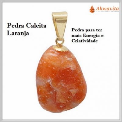 Pingente de Pedra Rolada Calcita Laranja Abre Caminhos