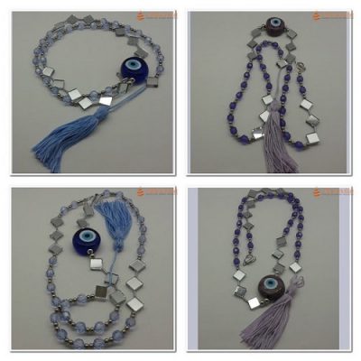 Pendente Fio de Luz Olho Grego 80cm Azul ou Lilás