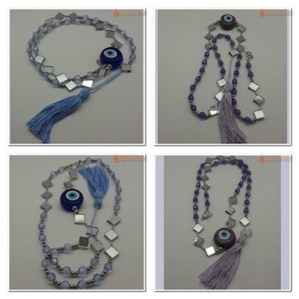 Pendente Fio de Luz Olho Grego 80cm Azul ou Lilás