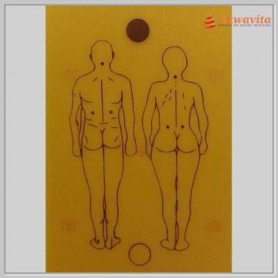 Figura Humana Costas Gráfico Radiônico Cobre fenolite 10x17cm