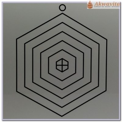 Escudo Hexágono Gráfico Radiônico MDF 20x20cmx6mm