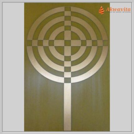 Cruz Atlante Gráfico Radiônico de Cobre Fenolite 17x25cm