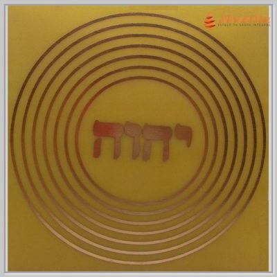 Iavê Anti Magia Gráfico Radiônico de Cobre Fenolite 7x7cm