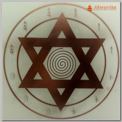 Mandala Reiki Emissor Gráfico Radiônico de Cobre Fenolite 17cm