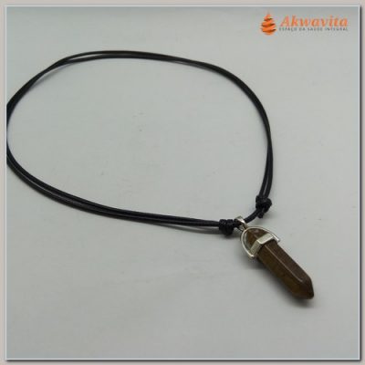 Cordão Pêndulo Pedra Olho de Tigre Biterminado Sextavada