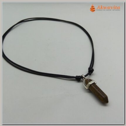 Cordão Pêndulo Pedra Olho de Tigre Biterminado Sextavada