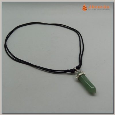 Cordão Pêndulo Pedra Quartzo Verde Biterminado Sextavada