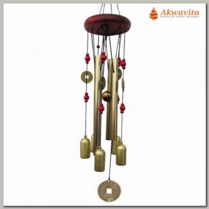 Sino dos Ventos Tubos Dourados Moedas Chinesas