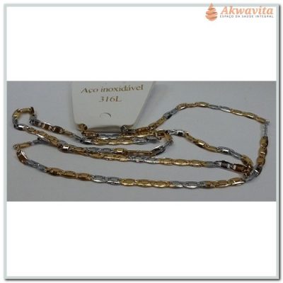 Corrente Dourada e Prateada Tipo Piastrine Elos Pequenos 55cm