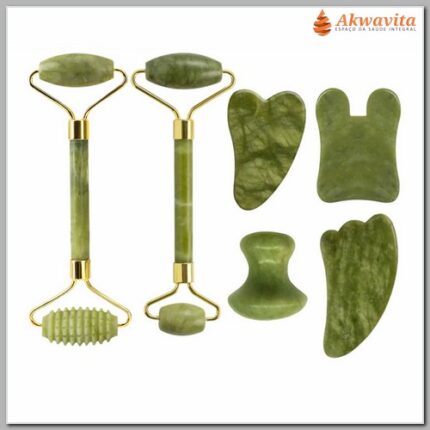 GuaShá em Pedra Jade Rolinhos e Placas Facial Corporal