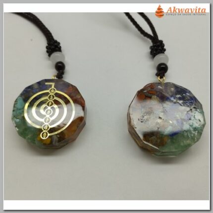 Pingente Orgonite Símbolo Chokurei Chakras