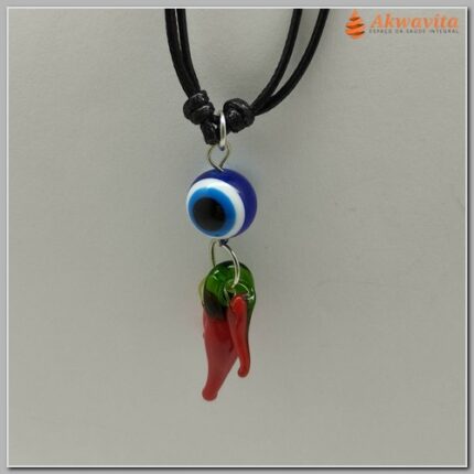 Cordão Regulável Pingente Olho Grego Pimenta Proteção