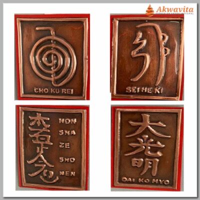 Kit 4 Símbolos Reiki Mikao Usui Quadrinhos Cobre 7x8cm